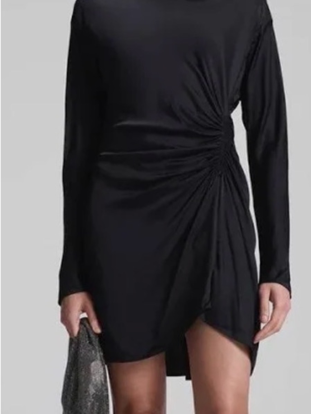 A.L.C. Long-Sleeve Black Ruched Side Mini Dress